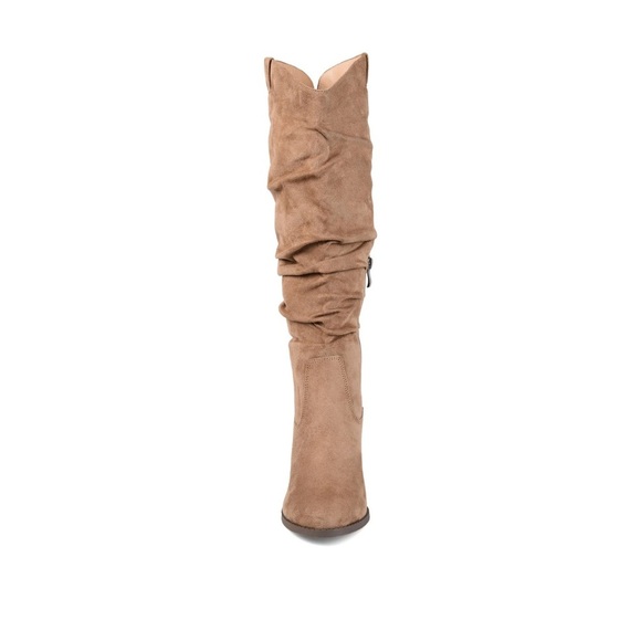 🆕 JOURNEE COLLECTION ANEIL KNEE-HIGH BOOTS IN FAUX SUEDE Taupe Suede Size 7 - Picture 5 of 13